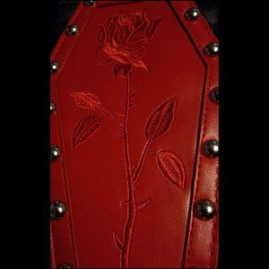 (2 left, this post is for 1) New - Vegan Rose Embroidered Valentines Coffin Bag